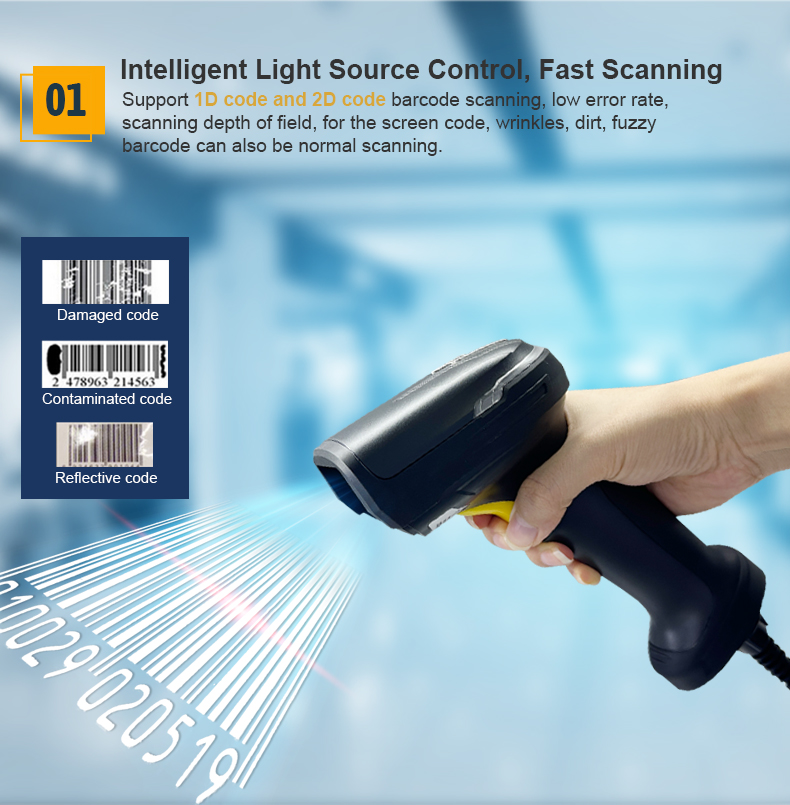 Barcode Scanner 2D - Rakinda Industrial Handheld 1D 2D 32-bit