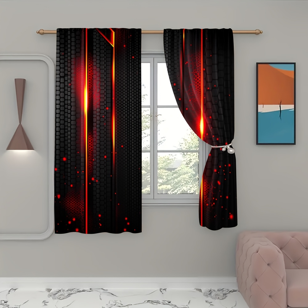 2pcs Lava Curtains Black Red C - Office Tech For Home 评论和价格