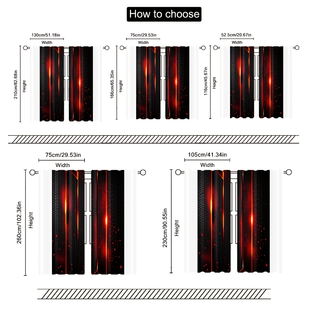 2pcs Lava Curtains Black Red C - Office Tech For Home 评论和价格