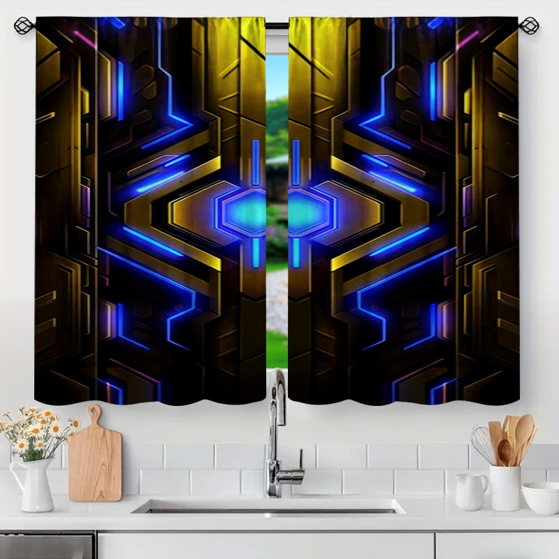 2pcs Geometric Tech Curtains w - Office Tech For Home 评论和价格
